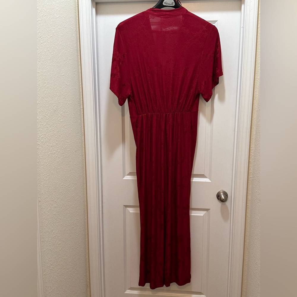 Zara Red Wide Leg Jumpsuit - Picture 7 of 11